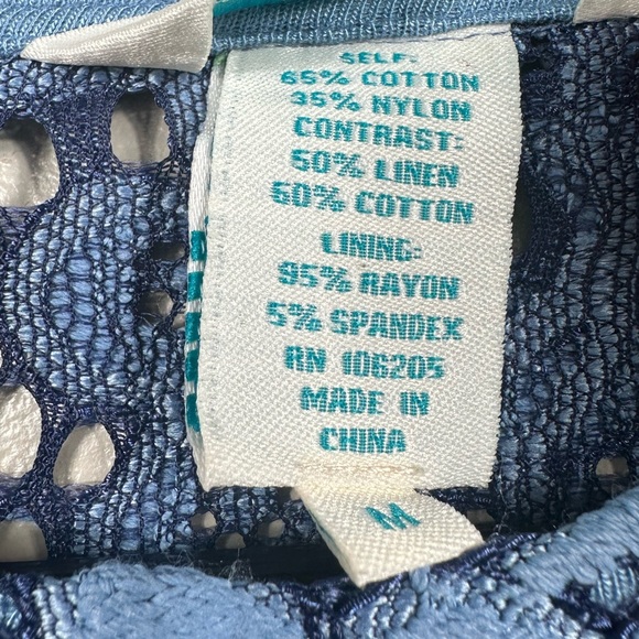 Sundance Ariadna Top Blue Lace Knit Sweater Scallop Hem Long Sleeves Size Medium - Picture 5 of 5